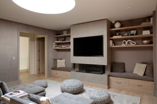 round rooflight in home cinema living room