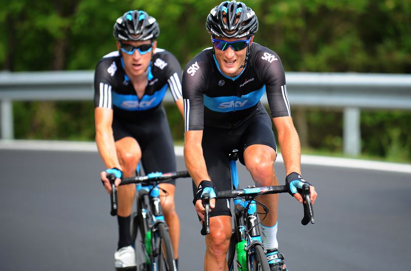 Steve Cummings and Bradley Wiggins during the 2010 Giro d'Italia