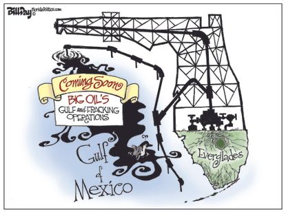 Political cartoon U.S. Florida fracking big oil climate change