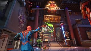 Spider-Man suits webs in a temple-style size in Marvel Rivals