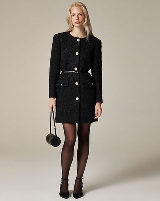 Collarless Lady Coat in Textured Tweed