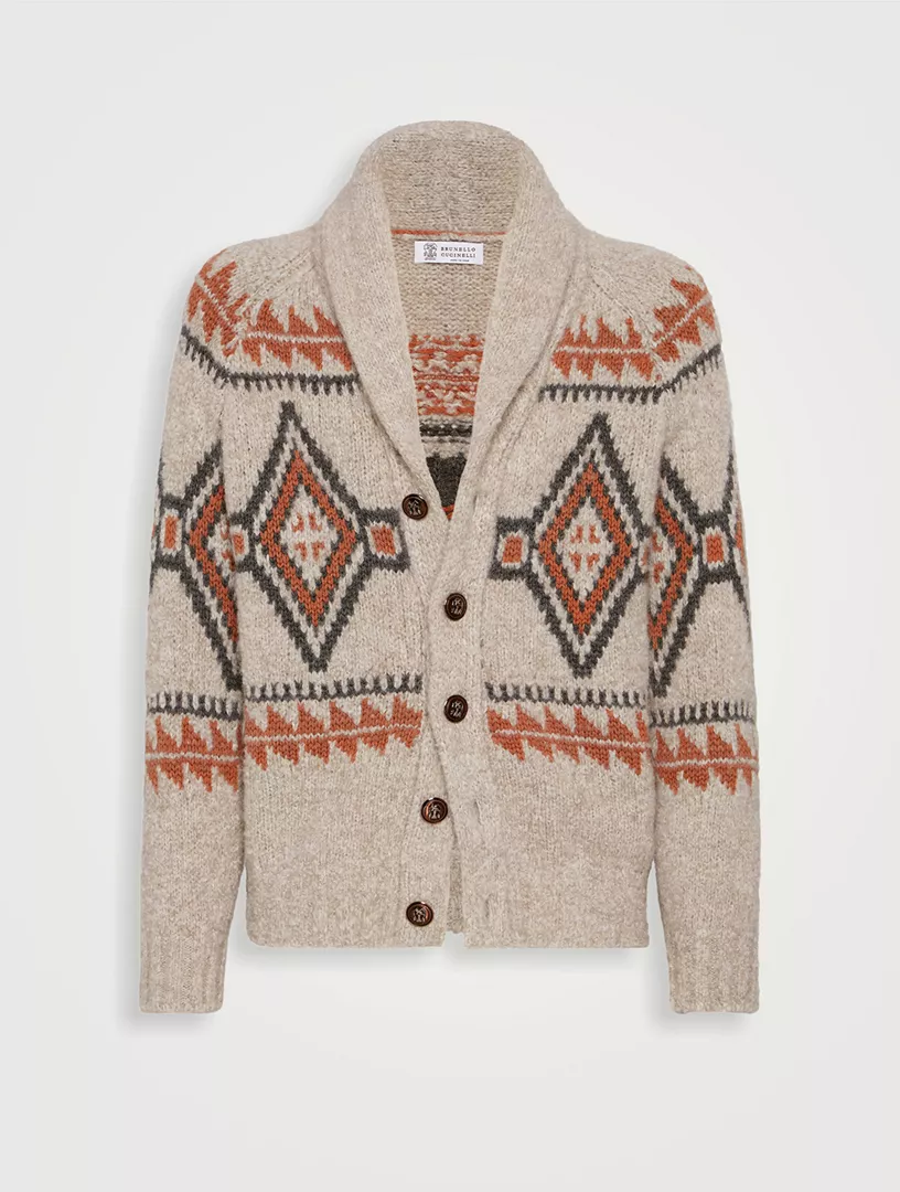Brunello Cucinelli, Geometric Jacquard Cardigan