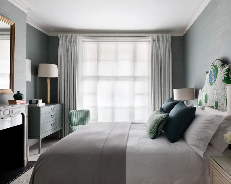 Bedroom with grey walls