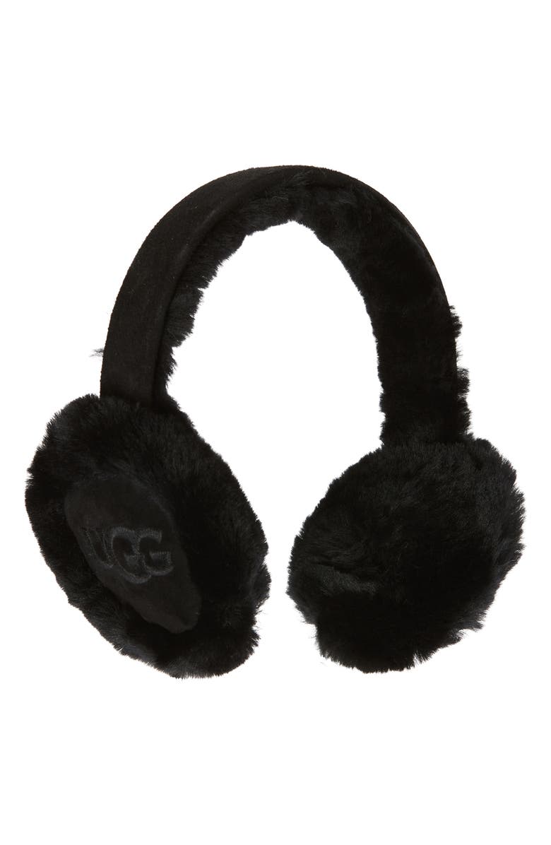 Logo Embroidered Genuine Shearling Earmuffs