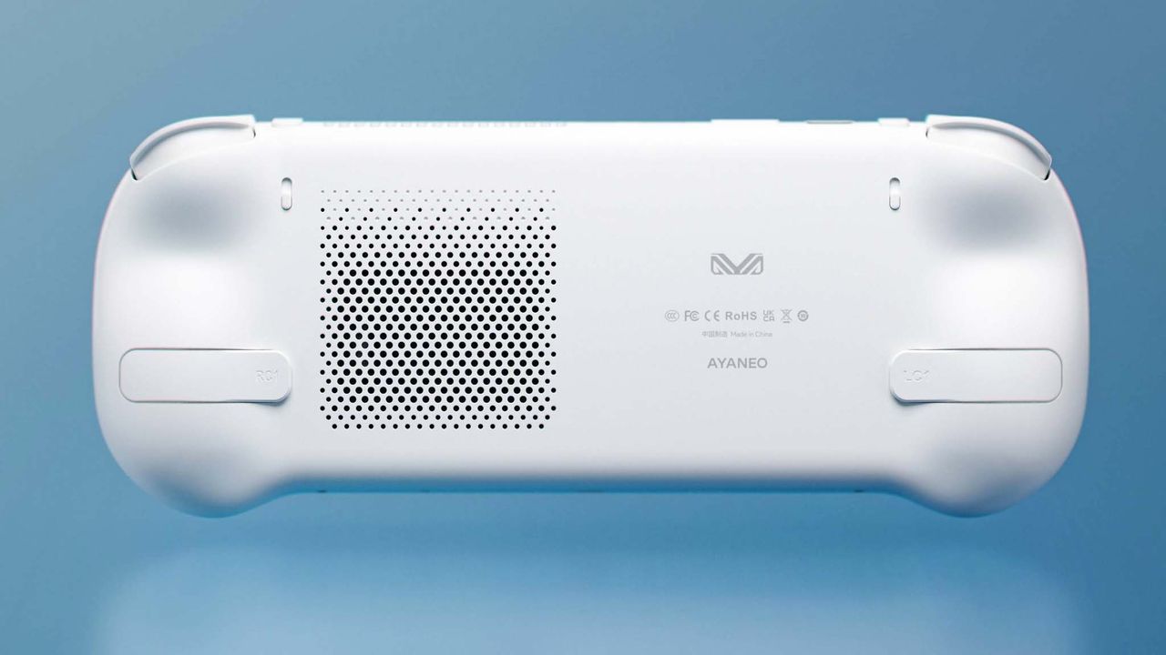 An image showing the back side of a white AYANEO 3.