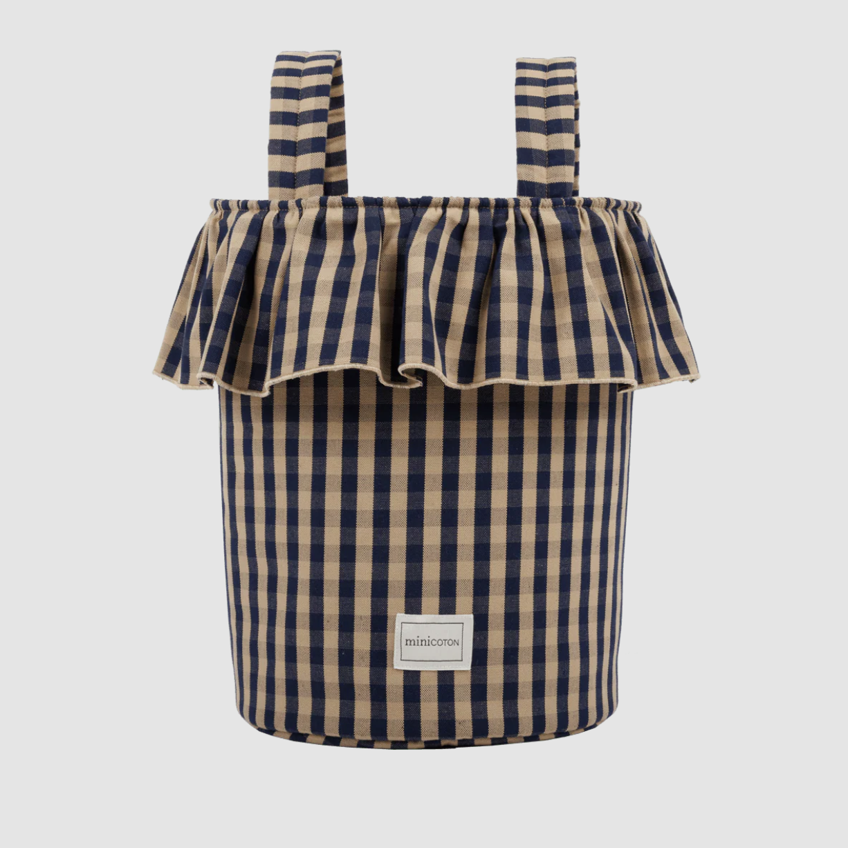 MiniCoton, Vichy Basket - Navy + Caramel