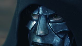 Doctor Doom (Robert Downey Jr.) stars down Thor in Avengers: Doomsday.