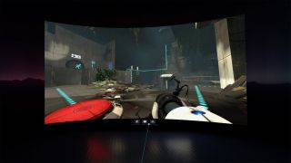 A screenshot showing Portal on the new Theater screen mode in SteamVR