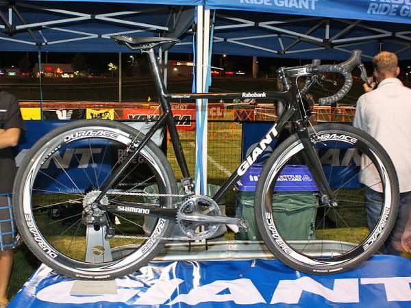 Giant showed off some early prototypes of a carbon 'cross frameset in development.