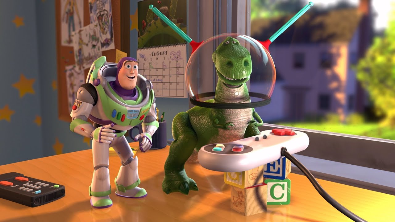 Buzz et Rex dans Toy Story 2.