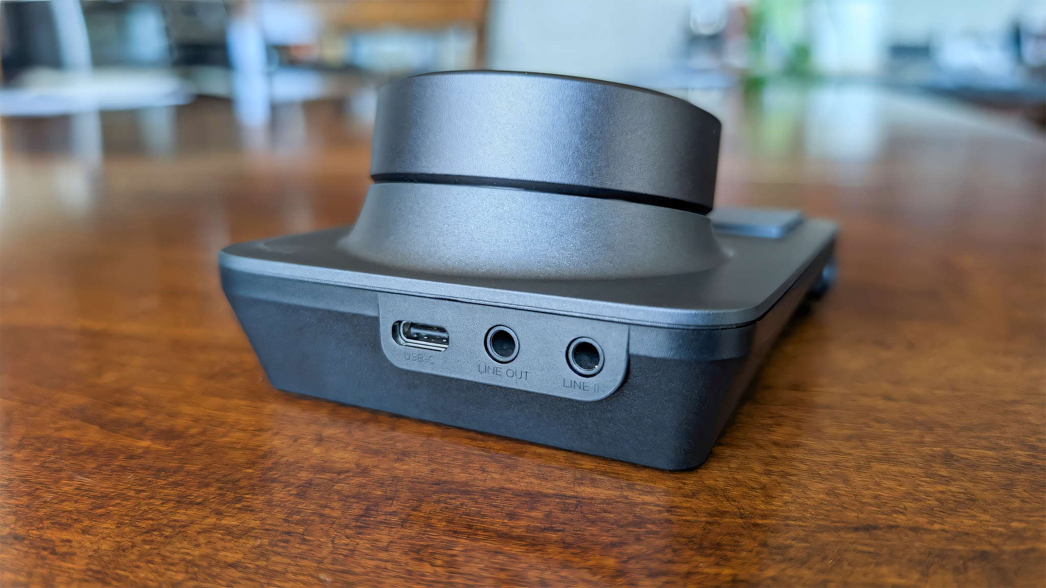 A close-up of the back ports on the RGB Base Station that comes with the HyperX Cloud Alpha 2 Wireless gaming headset 