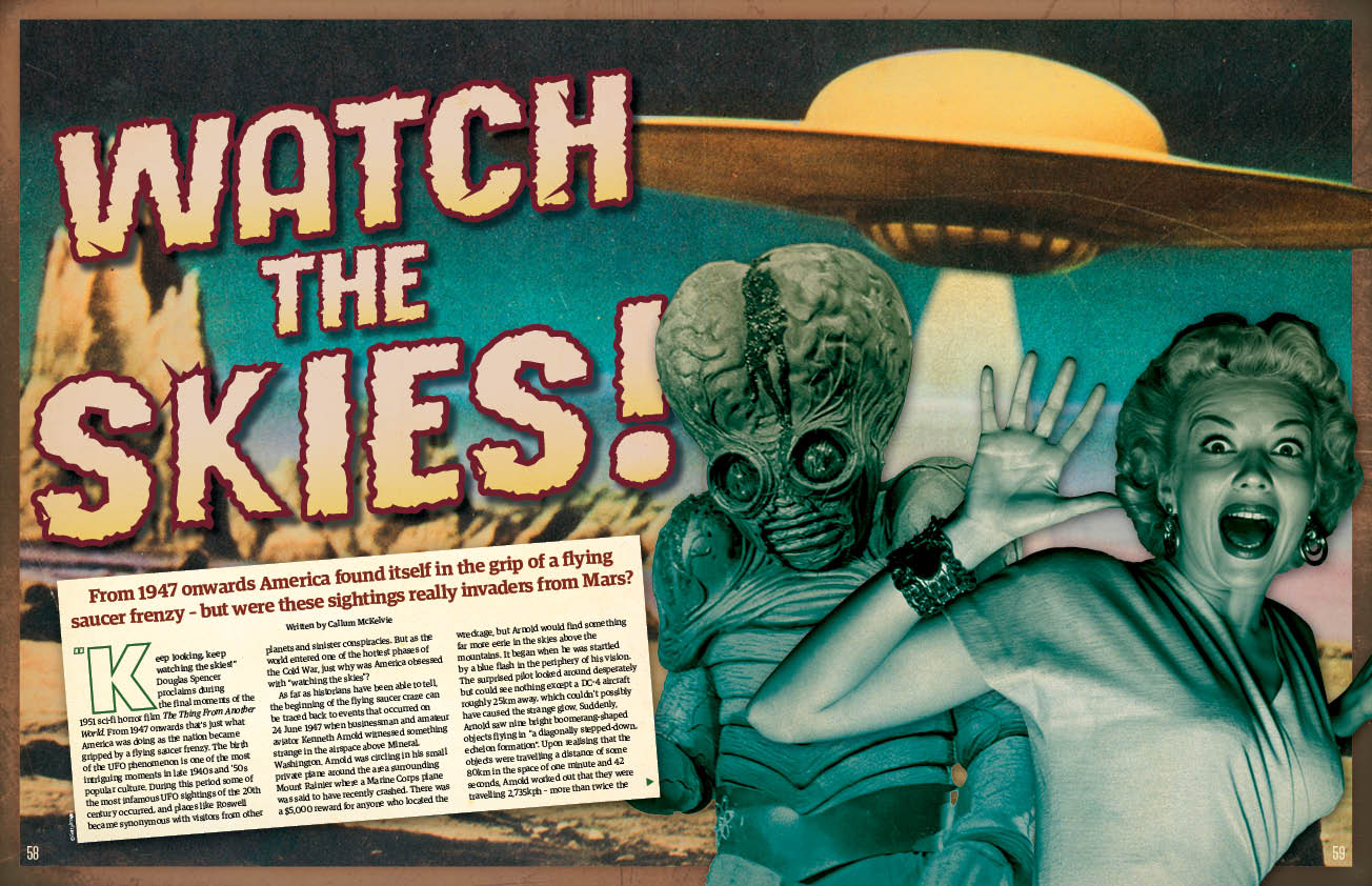 UFO history magazine spread