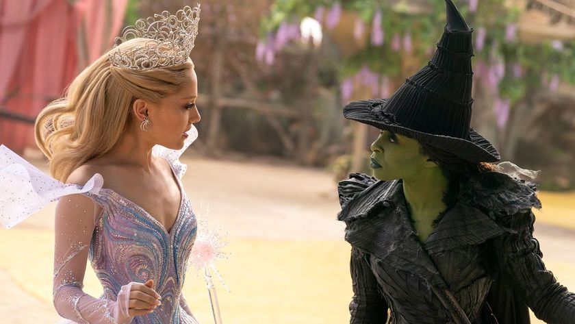 Glinda and Elphaba look at each other