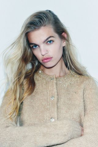 Zara rhinestone knit cardigan