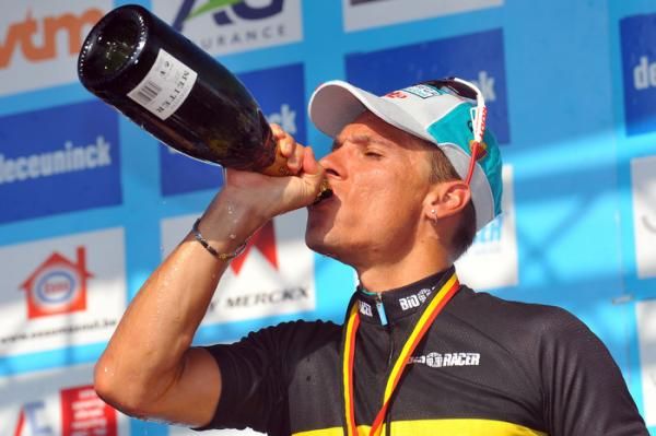 Sweet champagne for Gilbert, who won his first ever elite Belgian road title