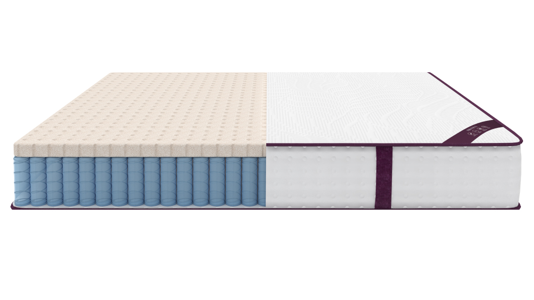Awara Natural Hybrid Mattress cross section showing latex and spring layers inside