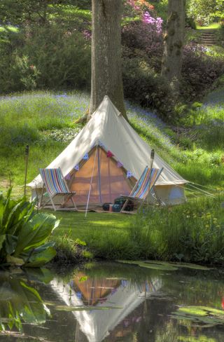 Teepee tent with deck chairs