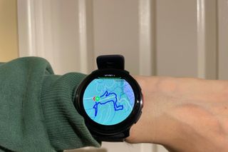 Map screen display on the Polar Vantage V3 smartwatch