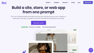The B12 Ai website builder home page