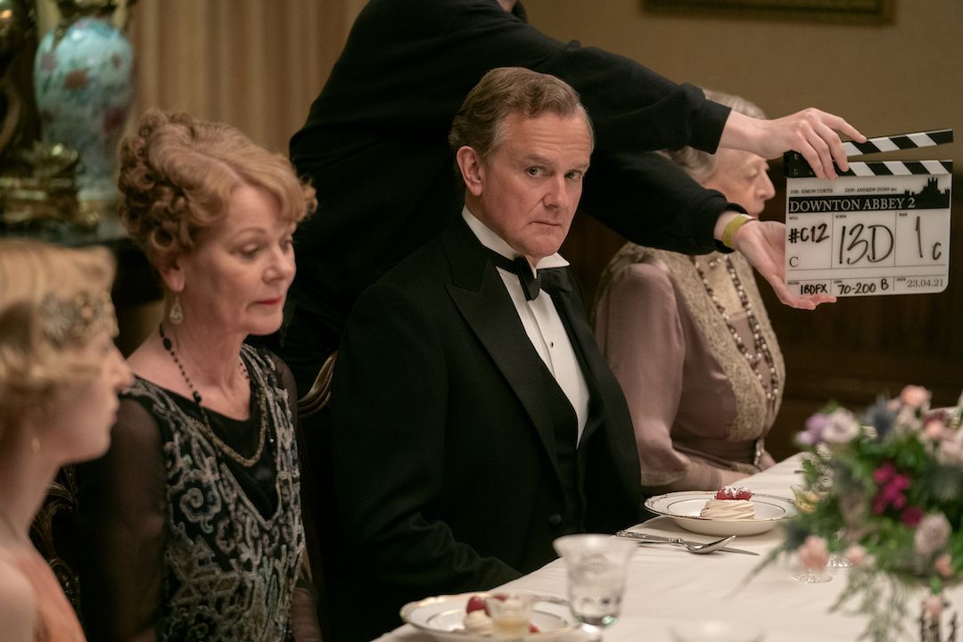 Downton Abbey: A New Era Laura Carmichael, Samantha Bond, Hugh Bonneville and Maggie Smith on the set