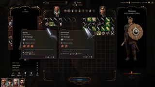 Weapons are compared at a merchant's shop in Baldur's Gate 3