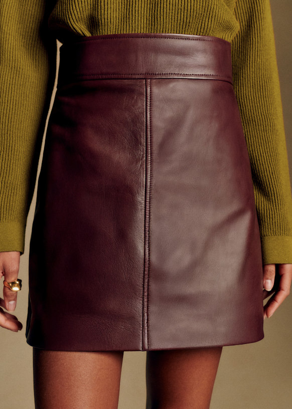 Neli Skirt - Burgundy - Lamb Leather - S&amp;eacute;zane