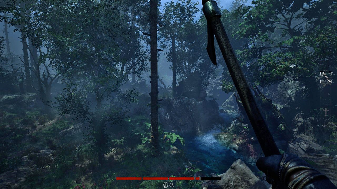 Screens from a horror game set in a dense jungle