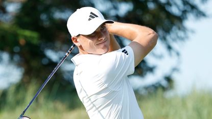 Ludvig Aberg takes a shot at the 3M Open at TPC Twin Cities