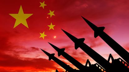 Missiles on the background of the Chinese flag