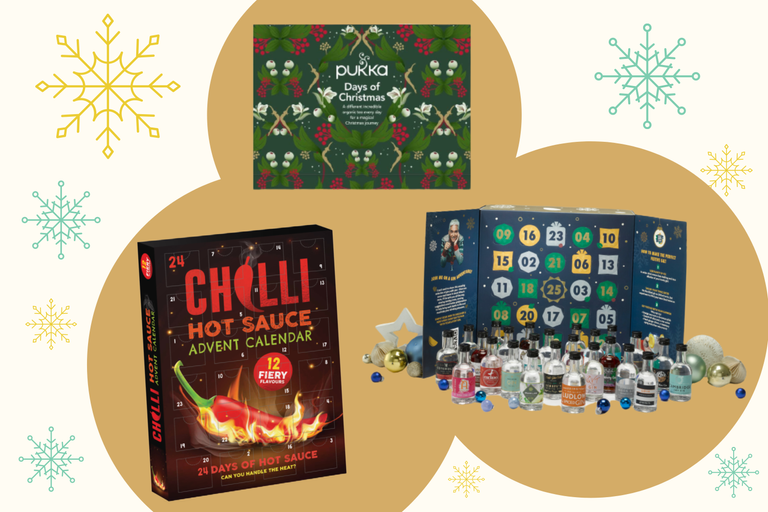 a collage of the best food advent calendars 2021