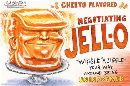 Political cartoon U.S. Trump negotiations DACA immigration deal