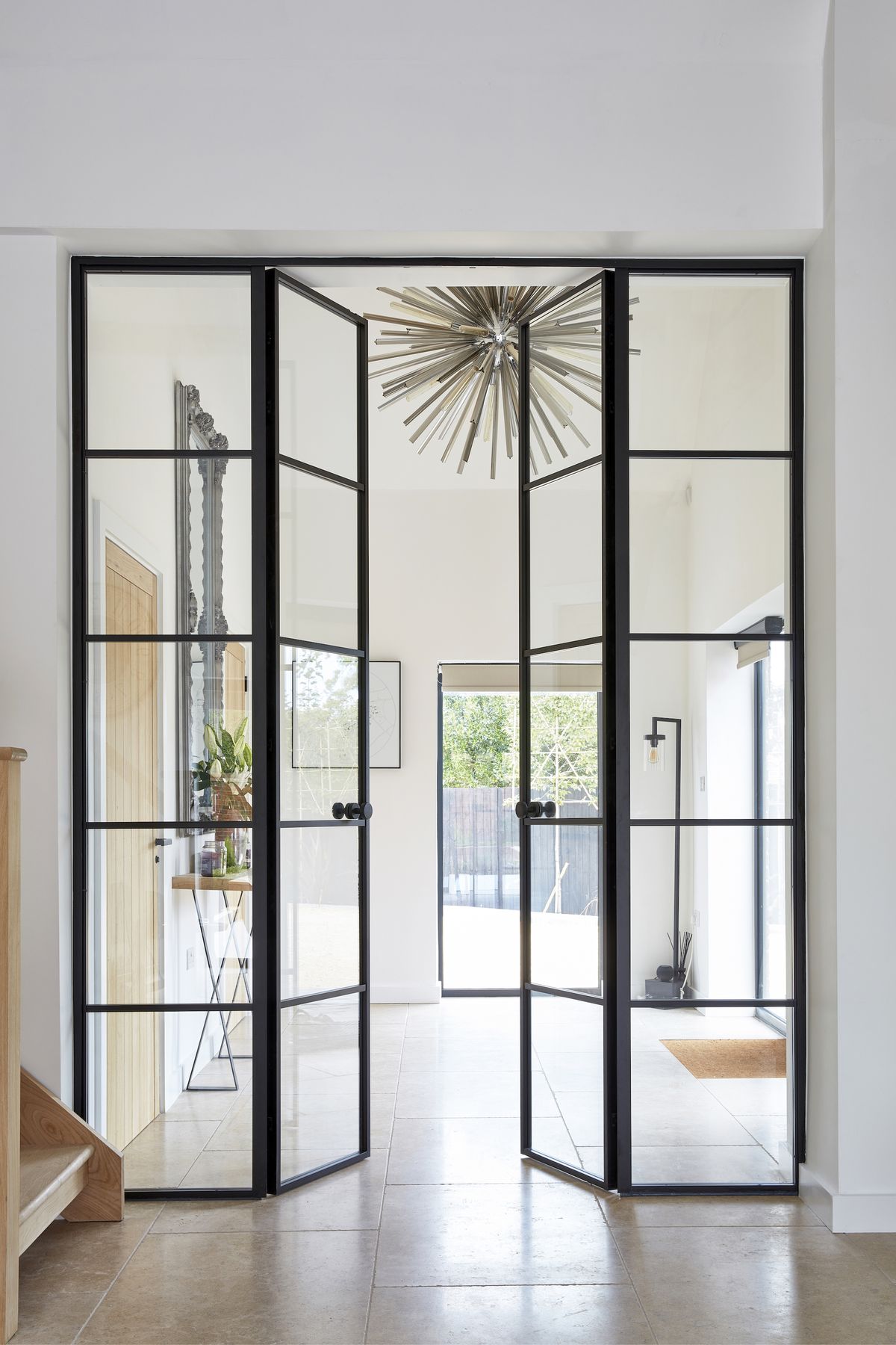 black steel internal doors with glazing into living space