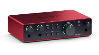 A Focusrite Scarlett 2i2 4th Gen audio interface