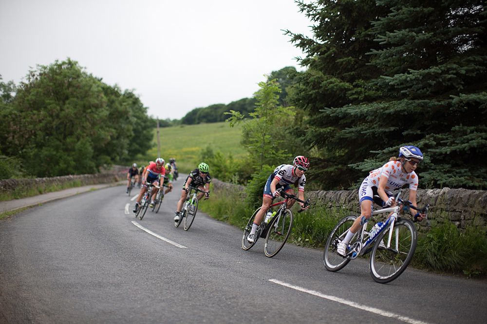 Katie Hall (USA) of UnitedHealthcare Cycling Team tackles a fast descent during the Aviva Women's Tour 2016 - Stage 3