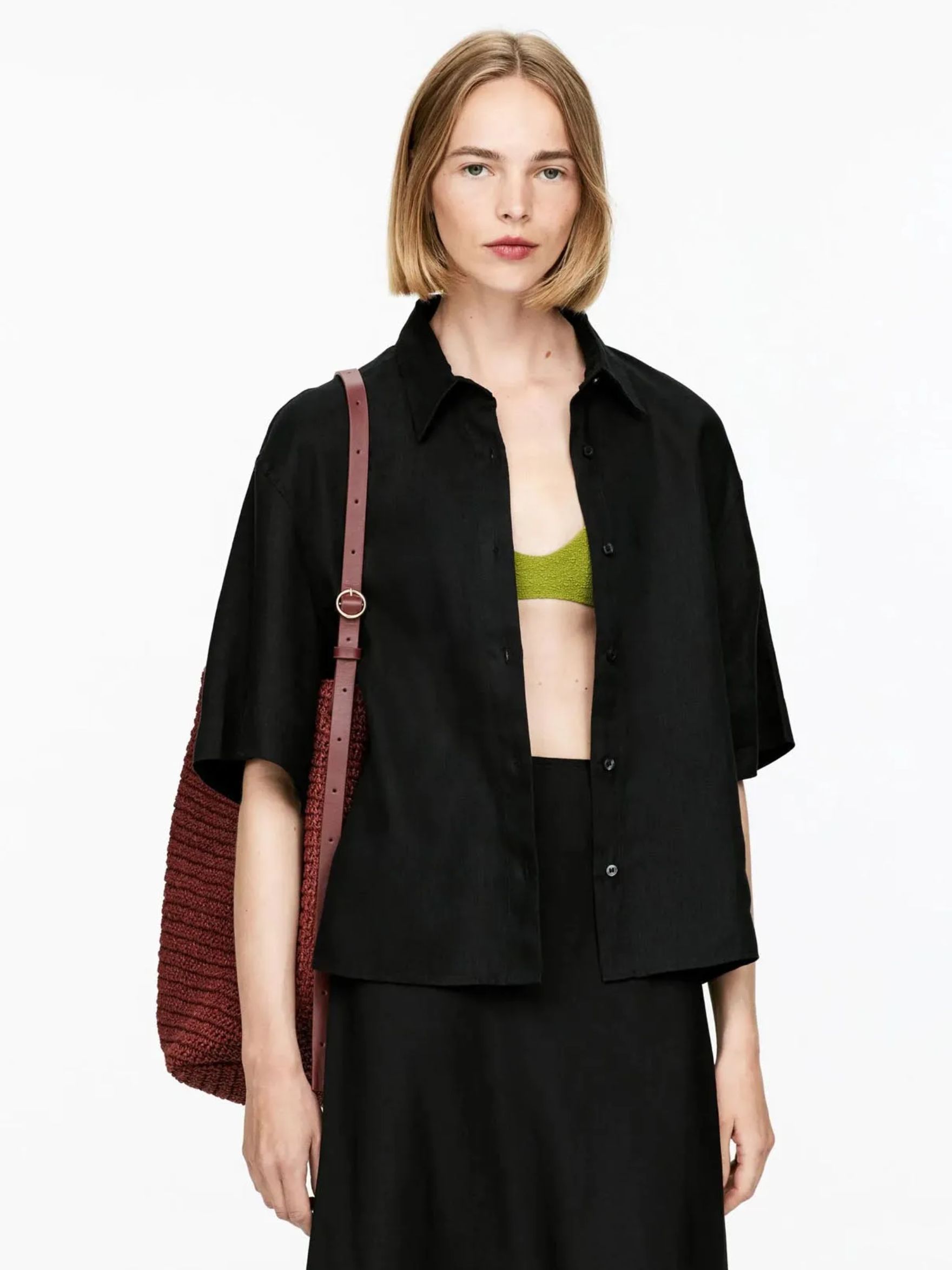 Relaxed Linen Shirt – Black – Women – Arket Gb