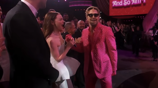 Ryan Gosling performing "I'm Just Ken" at the Oscars featuring a moment with Emma Stone