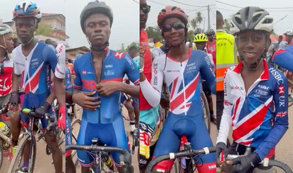Riders at the Tour de Lunsar 2023 in GB cycling kit