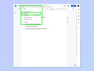 A screenshot showing the steps required to change margins on Google Docs