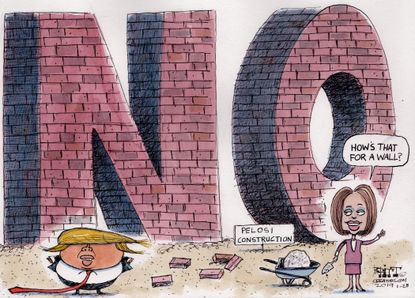 Political Cartoon U.S. Trump Pelosi Wall government shutdown