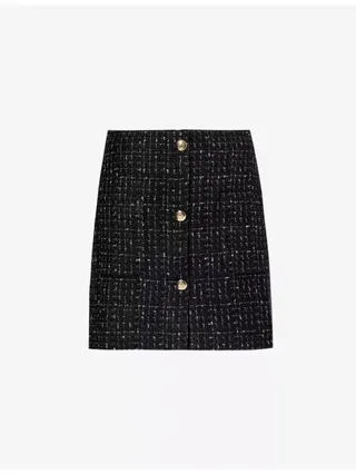 Mateo Tweed-Textured Woven-Blend Mini Skirt