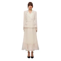 Get the look: Cream Tailored Boucle and Chiffon Midi Dress, £400 | Self-Portrait