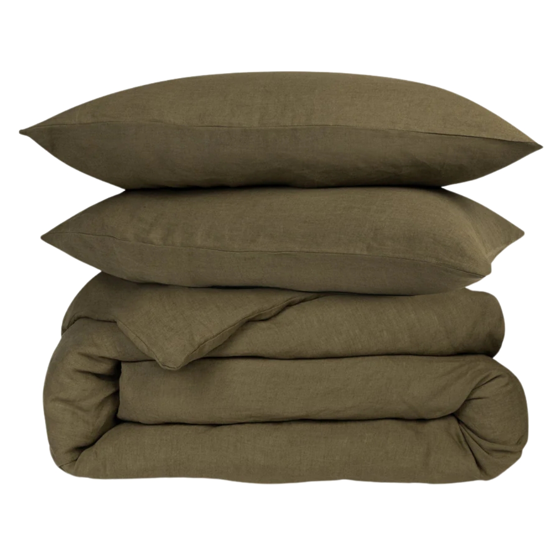 Rise & Fall, Relaxed & Refined Linen Duvet Set in Olive Green