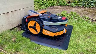 Worx Landroid Vision robot lawn mower on reviewer's lawn