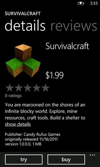 Survivalcraft in the Marketplace