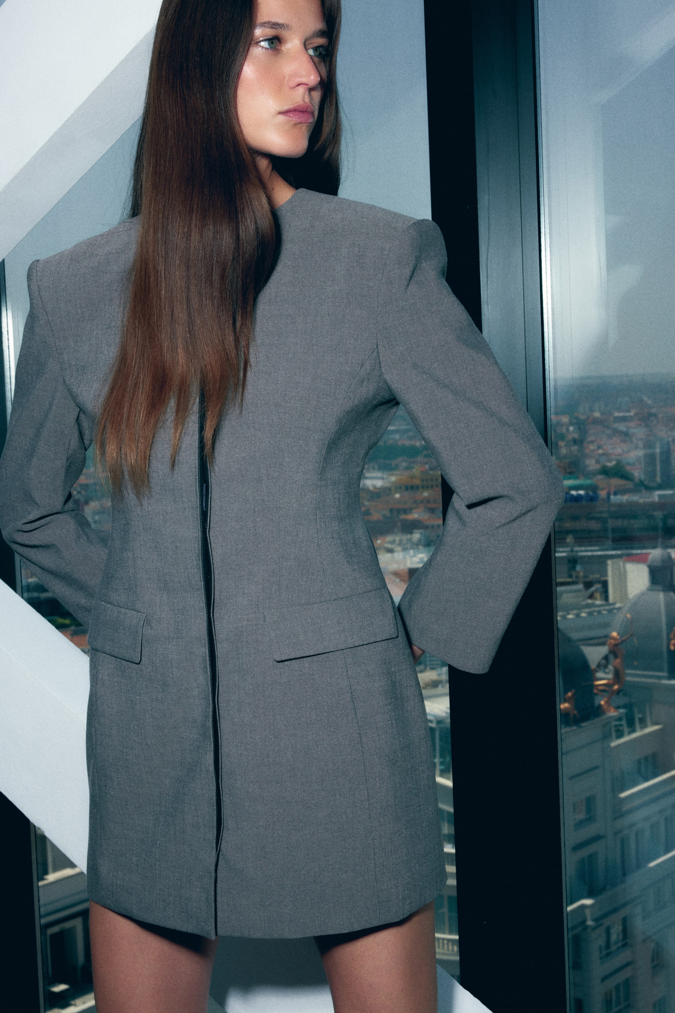 Blazer Dress - Grey Marl