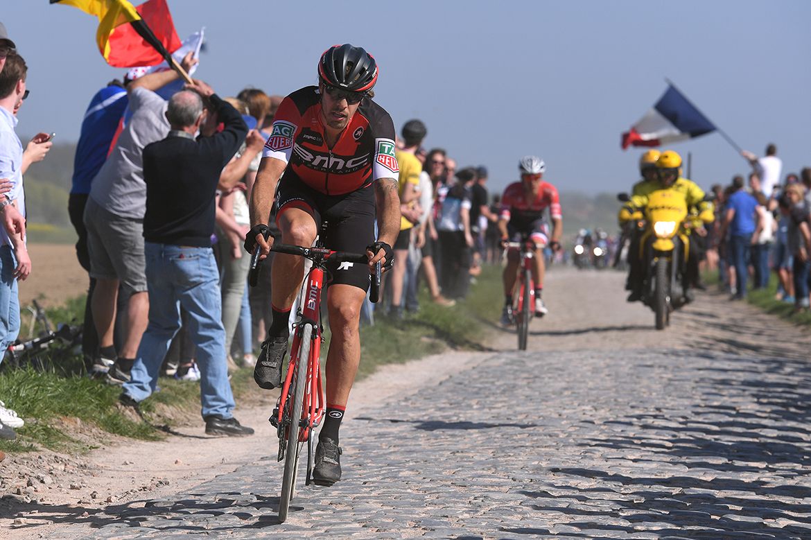 Daniel Oss on the move to take the pressure off Greg Van Avermaet.
