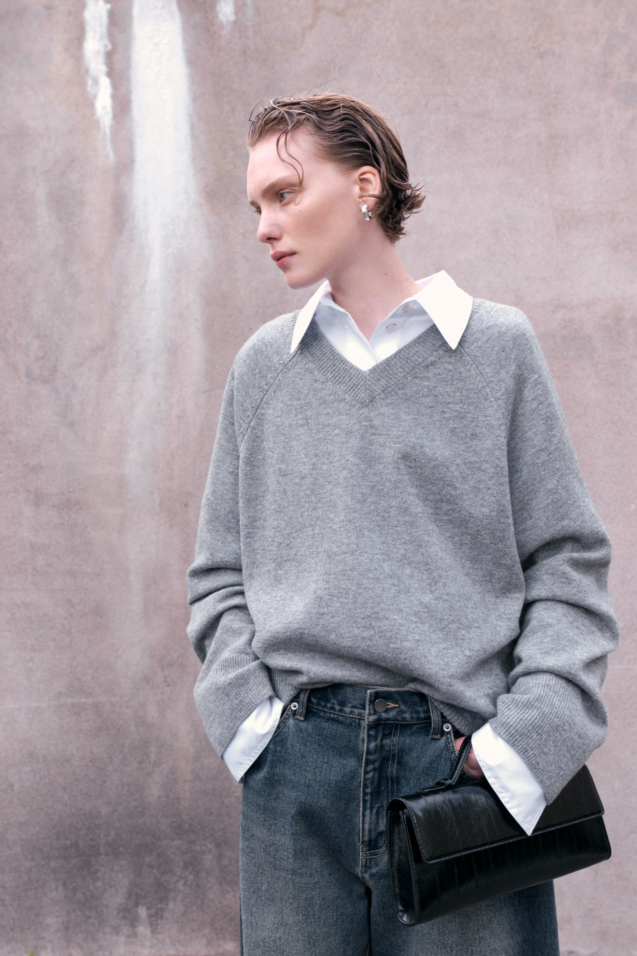 Oversized Wool Jumper - Grey