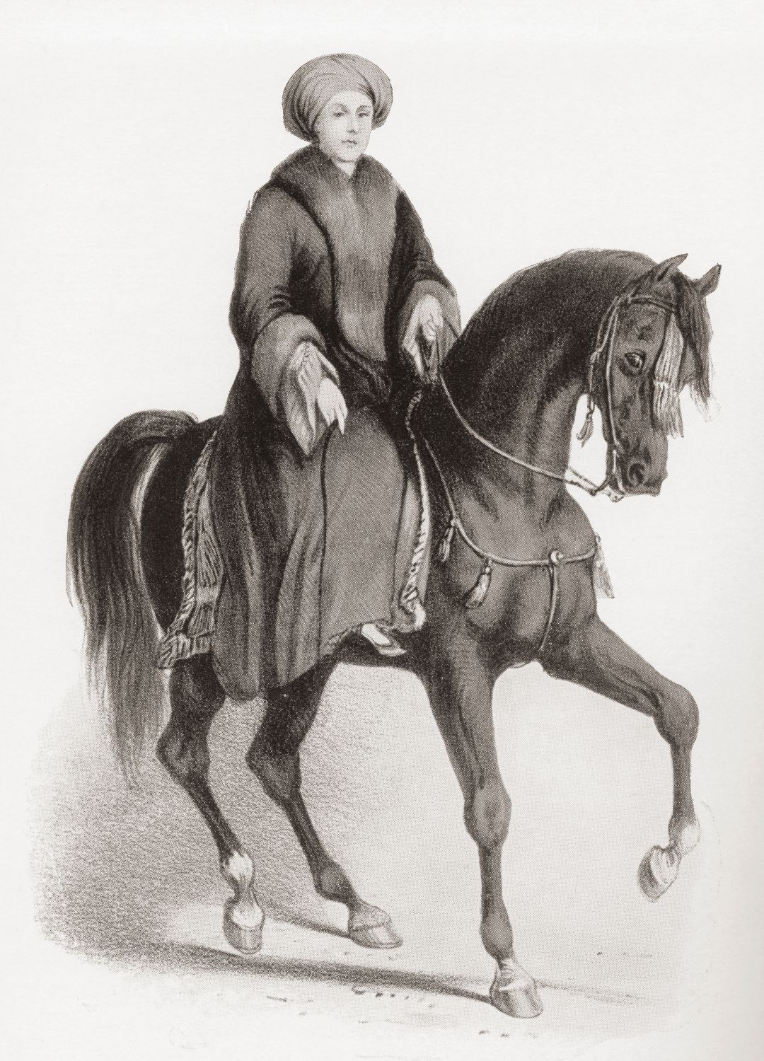 A sketch of Lady Hester Stanhope on a horse