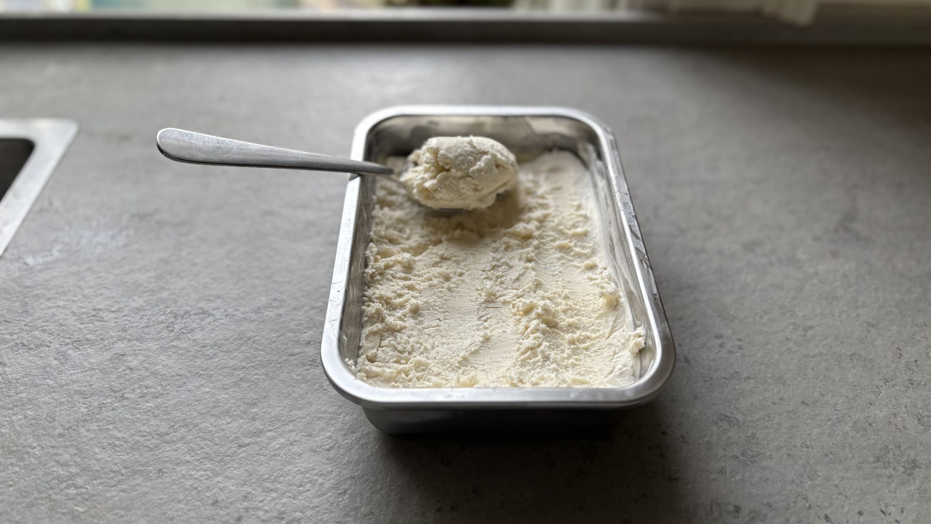 One of the IKEA Stainless Steel Food Containers with homemade ice cream in