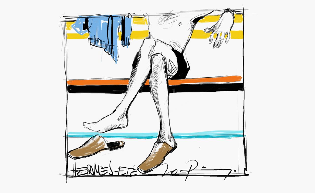 Hermès Aladin mule sketch by Pierre Hardy